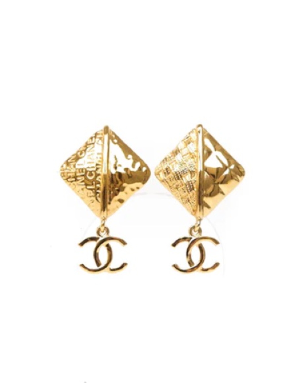 ❤️SOLD❤️ CHANEL Gold Square Drop CC Logo Earrings